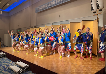 懇親会にて（協力：徳島県阿波踊り協会所属　うきよ連）